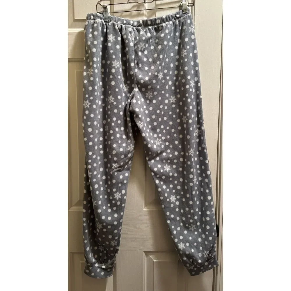 Francesca's Snowman Gray Polka Dot Pajama Set Size Large NWT‎